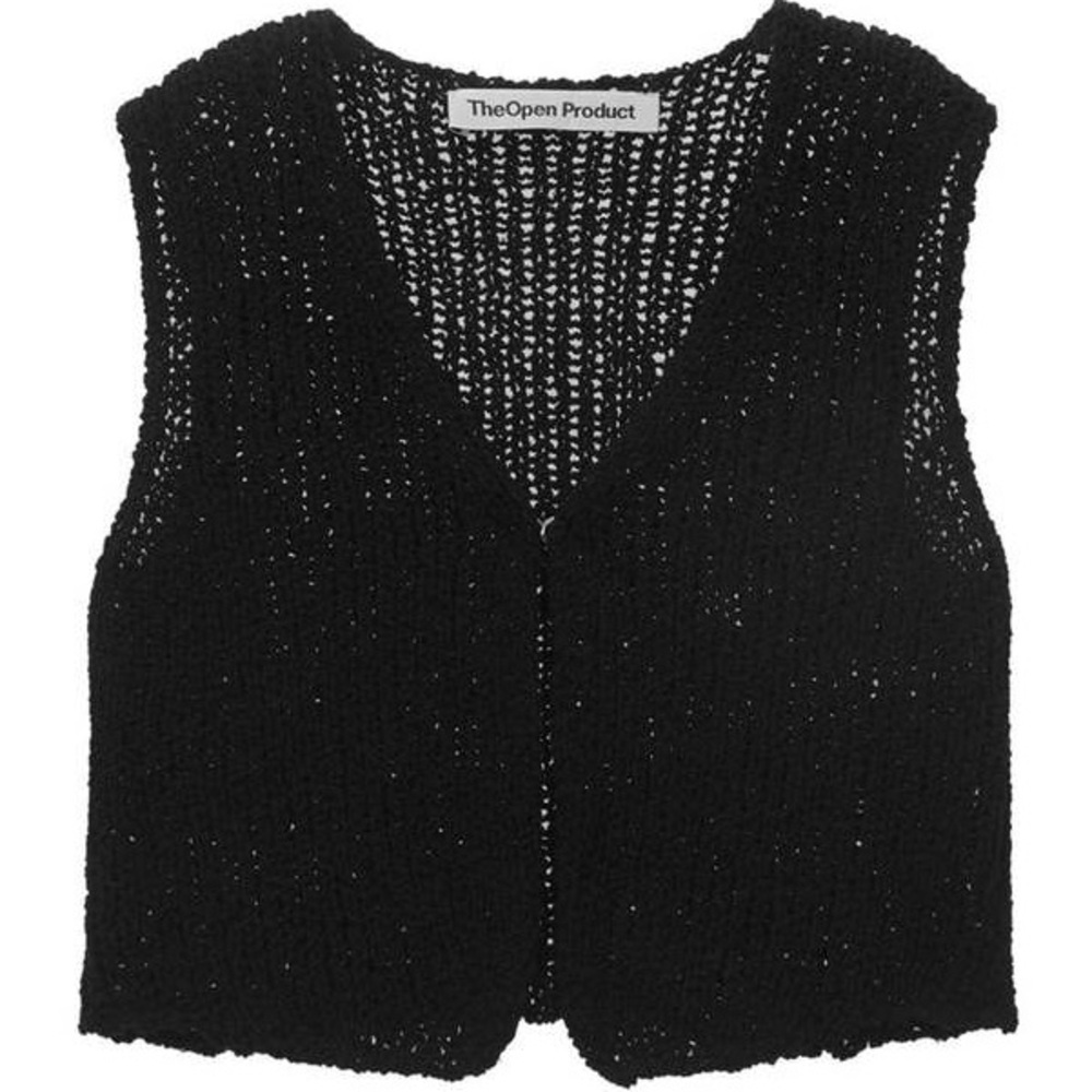 THE OPEN PRODUCT V-NECK KNIT VEST BLACK SMALL NWOT